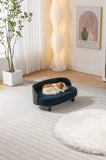 ZUN Scandinavian style Elevated Dog Bed Pet Sofa With Solid Wood legs and Bent Wood Back, Velvet W794125977