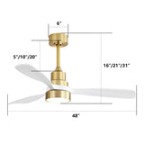 ZUN 48 Inch Low Profile Ceiling Fan DC 3 Solid Wood Fan Blade Noiseless Reversible Motor Remote Control W934P147067