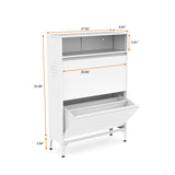 ZUN Metal Shoe Cabinet with 2 Flip Drawers,Free Standing Storage Racks with Metal Legs and Adjustable W1666103118