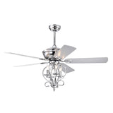 ZUN 52 inch 4 Lights Ceiling Fan with 5 Wood Blades, Two-color fan blade, AC Motor, Remote Control, W1592123233