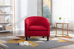 ZUN COOLMORE accent Barrel chair living room chair with nailheads and solid wood legs Red Linen W39526695