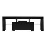 ZUN Elegant Household Decoration LED TV Cabinet with Single Drawer Black 01109599