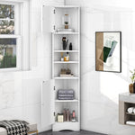 ZUN Multi-Functional Corner Cabinet Tall Bathroom Storage Cabinet with Two Doors and Adjustable Shelves, WF294602AAK