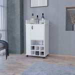 ZUN Allandale 1-Door Bar Cart with Wine Rack and Casters White B062111720