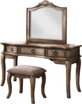 ZUN Contemporary Antique Oak Color Vanity Set w Stool Retro Style Drawers cabriole-tapered legs Mirror w B011113312