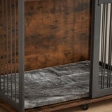 ZUN Furniture type dog cage iron frame door with cabinet, top can be opened and closed. Rustic Brown, W116291732