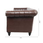 ZUN 83.46'' Brown PU Rolled Arm Chesterfield Three Seater Sofa. W68031446