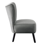 ZUN Unique Style Gray Velvet Covering Accent Chair Button-Tufted Back Brown Finish Wood Legs Modern Home B01143825