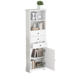 ZUN White Tall Storage Cabinet with 3 Drawers and Adjustable Shelves for Bathroom, Kitchen and Living WF298151AAK