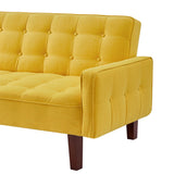 ZUN Yellow, Linen Futon Sofa Bed 73.62 Inch Fabric Upholstered Convertible Sofa Bed, Minimalist Style 35587523