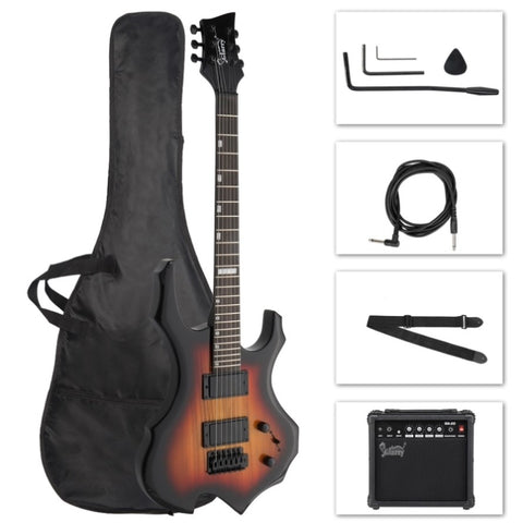 ZUN Flame Shaped H-H Pickup Electric Guitar Kit with 20W Electric Guitar 88013808