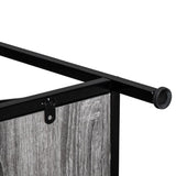 ZUN Grey MDF Countertop Black Wrought Iron Base 2 Layers Forked Console Table 04240871