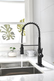 ZUN Kitchen Faucets Commercial Single Handle Single Lever Pull Down Sprayer Spring Kitchen Sink Faucet TH94026MB02-8