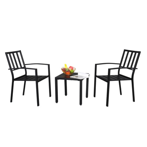ZUN Backrest Vertical Grid Wrought Iron Dining Table Set 01329598