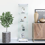 ZUN Glass Display Cabinet with 4 Shelves, Curio Cabinets for Living Room, Bedroom, Office, Black Floor 17482870