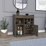 ZUN Whitlock 6-Bottle 2-Shelf Bar Cabinet Dark Walnut B06280241