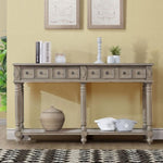 ZUN Retro Console Table Entryway Table 58" Long Sofa Table with 2 Drawers in Same Size and Bottom Shelf W120263241