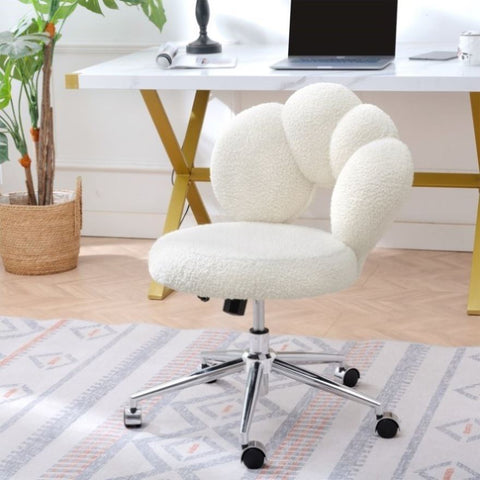 ZUN 360&deg;Swivel Height Adjustable,Swivel Chair,Teddy fabric,home office chair W680P143486