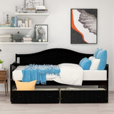 ZUN Twin Wooden Daybed with 2 drawers, Sofa Bed for Bedroom Living Room,No Box Spring Needed,Espresso WF192860AAP