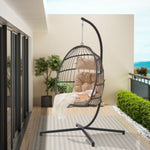 ZUN Outdoor Garden Rattan Egg Swing Chair Hanging Chair Wood W874126286