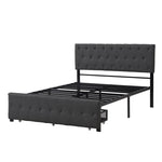 ZUN Full Size Storage Bed Metal Platform Bed with a Big Drawer - Gray WF212444AAE