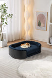 ZUN Scandinavian style Elevated Dog Bed Pet Sofa With Solid Wood legs and Black Bent Wood Back, Cashmere W794125949
