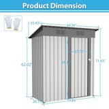 ZUN 5 ft. W x 3 ft. D Garden Tool Storage Shed Outdoor Metal Shed 05385413