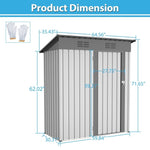 ZUN 5 X 3 Ft Outdoor Storage Shed, Galvanized Metal Garden Shed With Lockable Doors, Tool Storage Shed W230120859