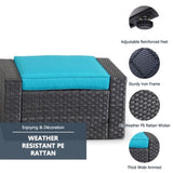 ZUN Coffee Table Wicker Patio Ottomans Furniture Set Black Ottoman Foot Stool For Living Room Pool W1828P149773