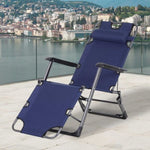 ZUN Tanning Chair, 2-in-1 Beach Lounge Chair & Camping Chair w/ Pillow & Pocket, Adjustable Chaise for W2225142469