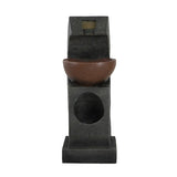 ZUN 9.4x9.1x23.8" Black and Brown Sculptural Water Fountain with Bowl Basin, with Light and Pump, for W2078138958