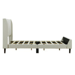 ZUN Twin Size Upholstered Platform Bed, Velvet, Beige WF308656AAA
