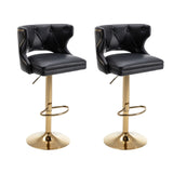 ZUN Bar Stools With Back and Footrest Counter Height Dining Chairs-Leather Black-2PCS/SET W67663271