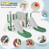 ZUN Kids Slide Playset Structure 7 in 1, Freestanding Spaceship Set with Slide, Arch Tunnel, Ring Toss PP322884AAF