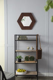 ZUN 18.5" x 18.5" Hexagon Mirror with Solid Wood Frame, Wall Decor for Living Room Bathroom Hallway, W2078133975