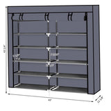ZUN 7 Tiers Portable Shoe Rack Closet Fabric Cover Shoe Storage Organizer Cabinet Gray 69880687