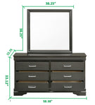 ZUN Modern Brooklyn 6 Drawer Dresser made with Wood in Gray 733569231058