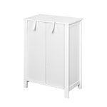 ZUN Bathroom Floor Storage Cabinet with Double Door Adjustable Shelf, White W40914886