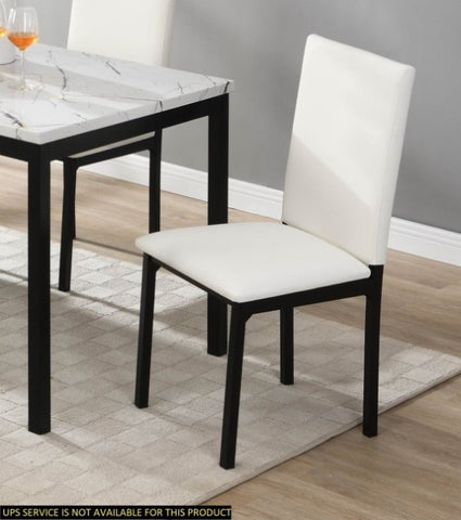 ZUN White Upholstered Side Chairs 4pc Set Black Metal Frame Casual Dining Room Furniture B011133384