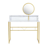 ZUN 41.3 inch Small White Desk with a open Storage Spaces,Modern Makeup Dressing Table with Metal Silver W1314142172