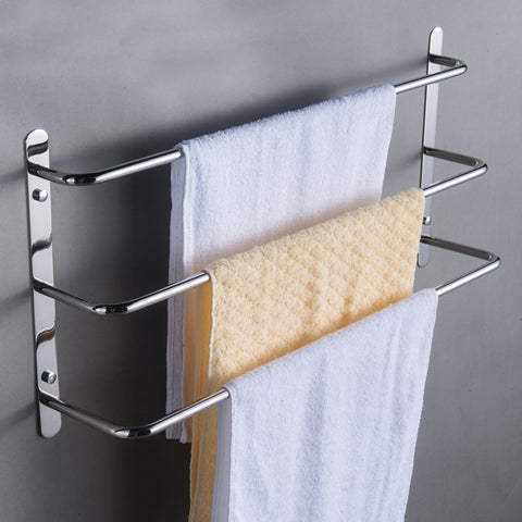 ZUN 304 Stainless Steel Hand Polishing Finished Three Towel Bars Towel Rack Wall Mounted Multilayer 51279453