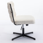 ZUN Armless Office Desk Chair No Wheels, WHITE W1372104848