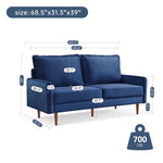 ZUN 69” Upholstered Velvet Sofa Couch, Modern Craftsmanship Seat with 3-Seater Cushions & Track Square B082111407