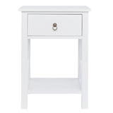 ZUN FCH Nightstands Set of 2, Modern End Table Side Table with 1 Drawer and Storage Shelf, White 43509847