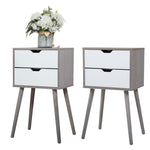 ZUN Set of 2 Bedside Table with Two Drawer Storage Design for Living Room Sofa - Gray W2181P147515