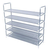 ZUN Simple Assembly 5 Tiers Non-woven Fabric Shoe Rack with Handle Gray 64754250