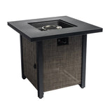 ZUN 40000BTU Square Propane Fire Pit Table Steel Tabletop with Textilene Side Panel, Steel Lid and Rocks W853130166