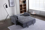 ZUN 2 Seaters Slepper Sofa Bed.Dark Grey Linen Fabric 3-in-1 Convertible Sleeper Loveseat with Side W120381411