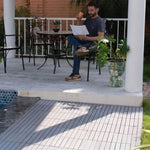 ZUN 20 PCS Interlocking Deck Tiles Striped Pattern, 12" x 12" Square Light Gray Acacia Hardwood Outdoor W68578767