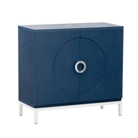 ZUN TREXM Simple Storage Cabinet Accent Cabinet with Solid Wood Veneer and Metal Leg Frame for Living WF305177AAM